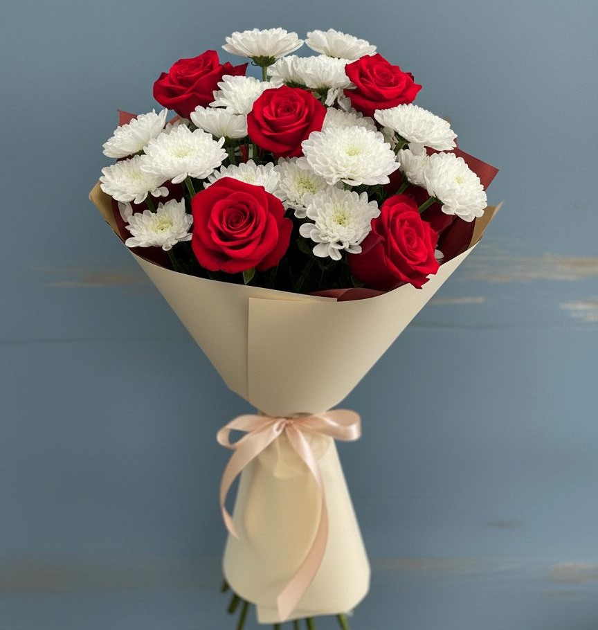 Букет цветов из: Розы и Хризантемы в Новосмолинский