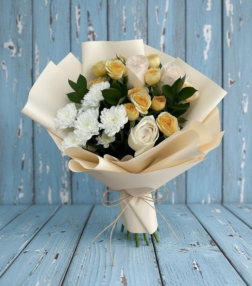 Букет цветов из: Розы и Хризантемы в Новосмолинский