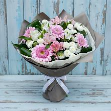 Букет цветов из:  Герберы, Альстромерии и Хризантемы #REPLACE_PRED# Новосмолинский