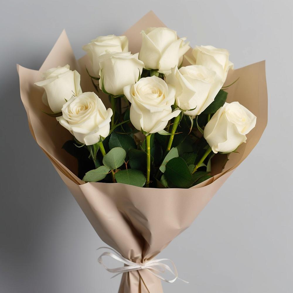 Букет 9 Белых роз Эдлесс Лав в Новосмолинский