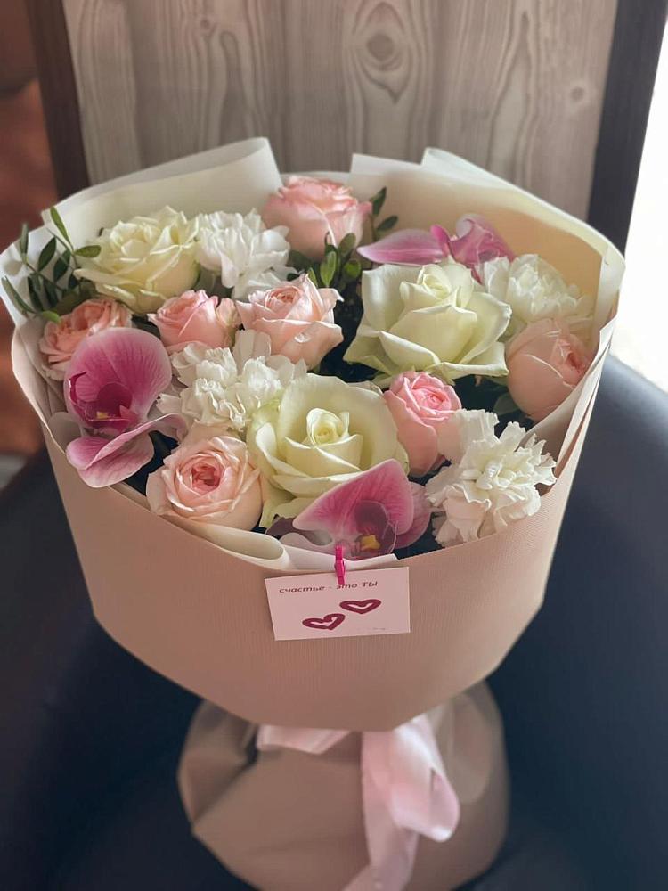 Букет цветов из: Орхидеи, Розы и Гвоздики в Новосмолинский