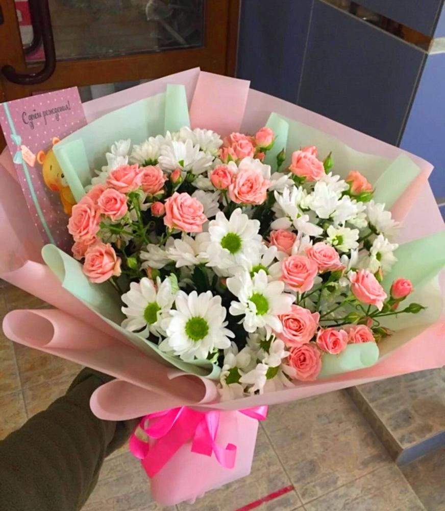 Букет цветов из: Розы и Хризантемы в Новосмолинский