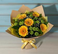 Букет цветов из:  Герберы и Хризантемы в Новосмолинский