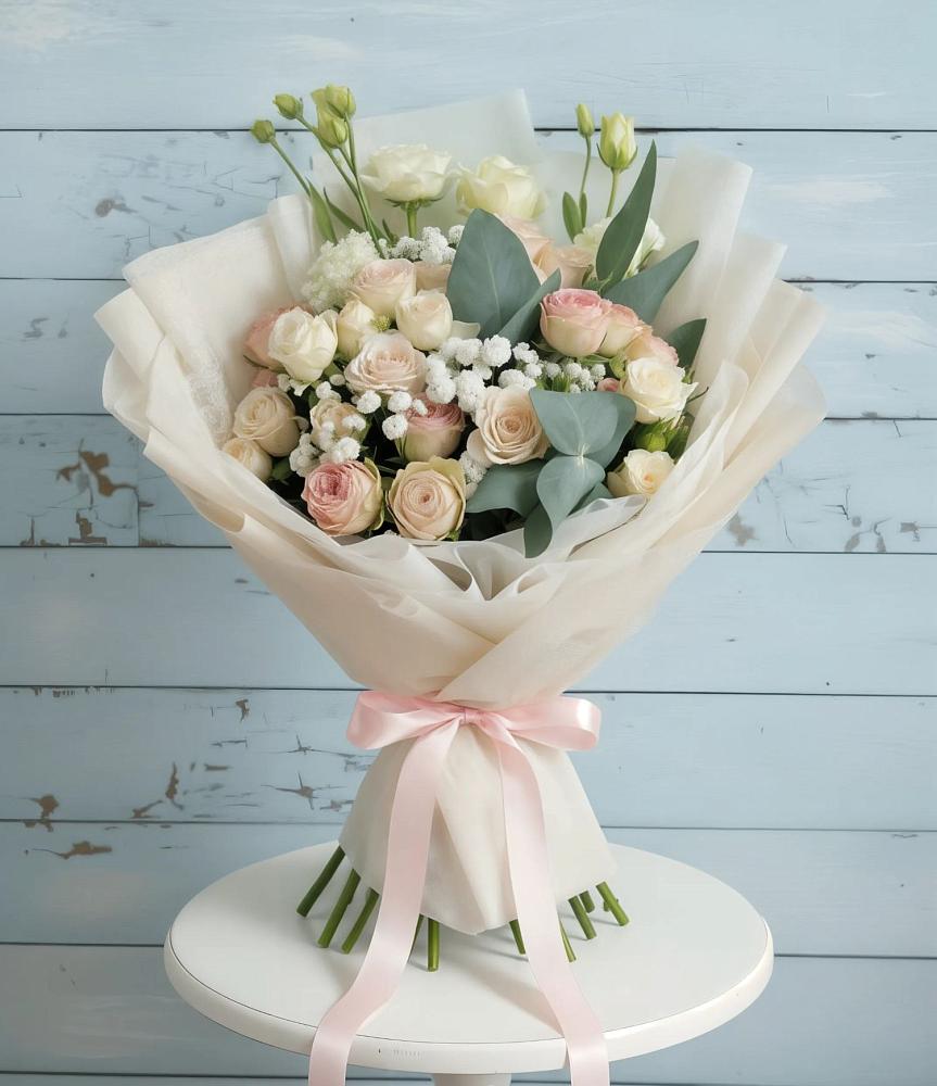 Букет цветов из: Розы и Лизиантусы в Новосмолинский