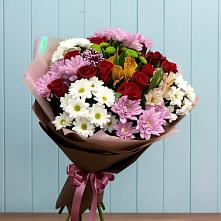 Букет цветов из:  Розы, Хризантемы и Альстромерии #REPLACE_PRED# Новосмолинский