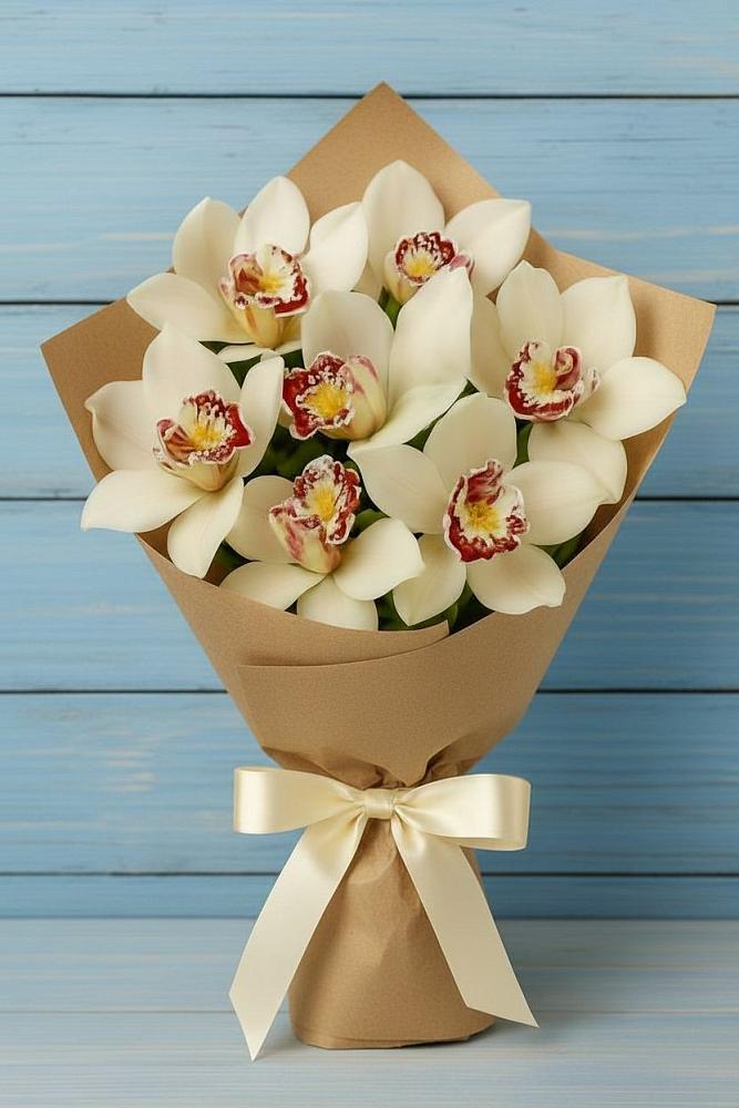 Букет цветов из: Орхидеи и Розы в Новосмолинский